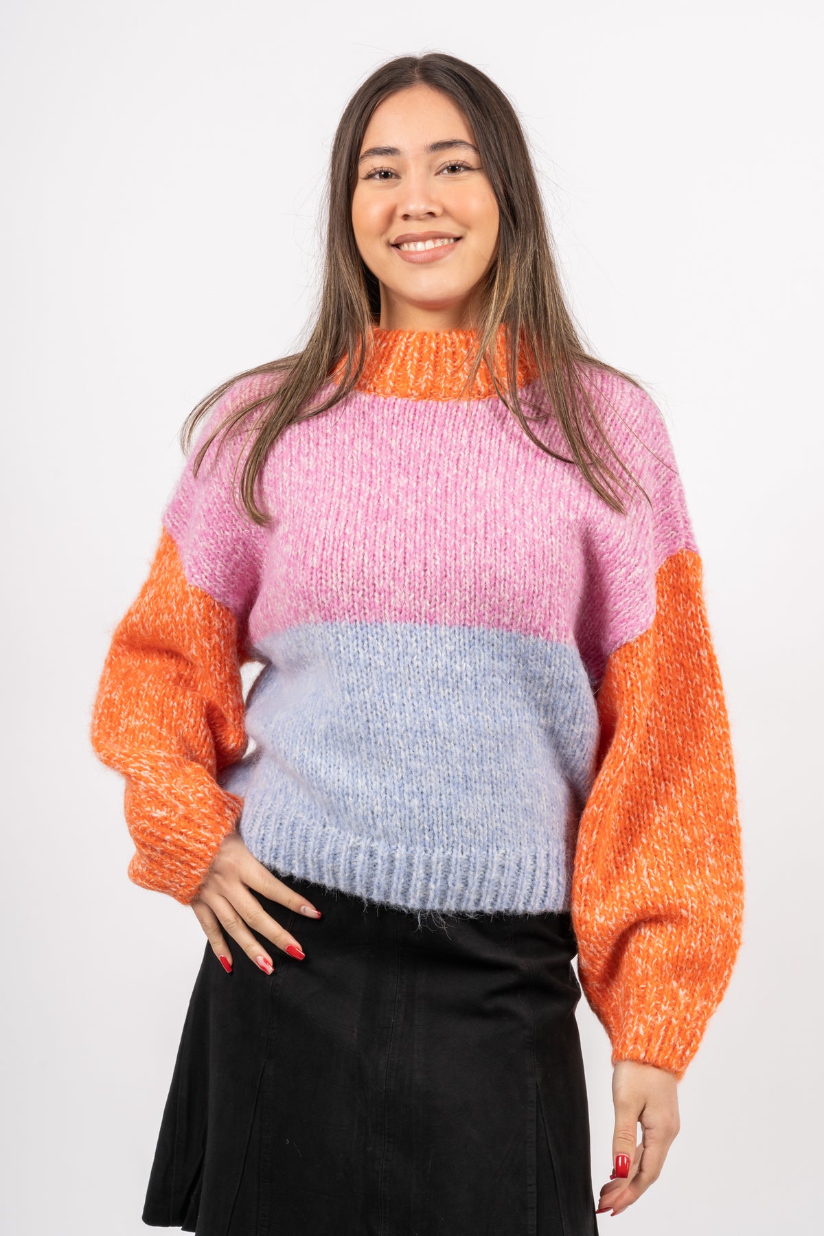 Winnie Ls Knit O-Neck - Cyclamen Mix