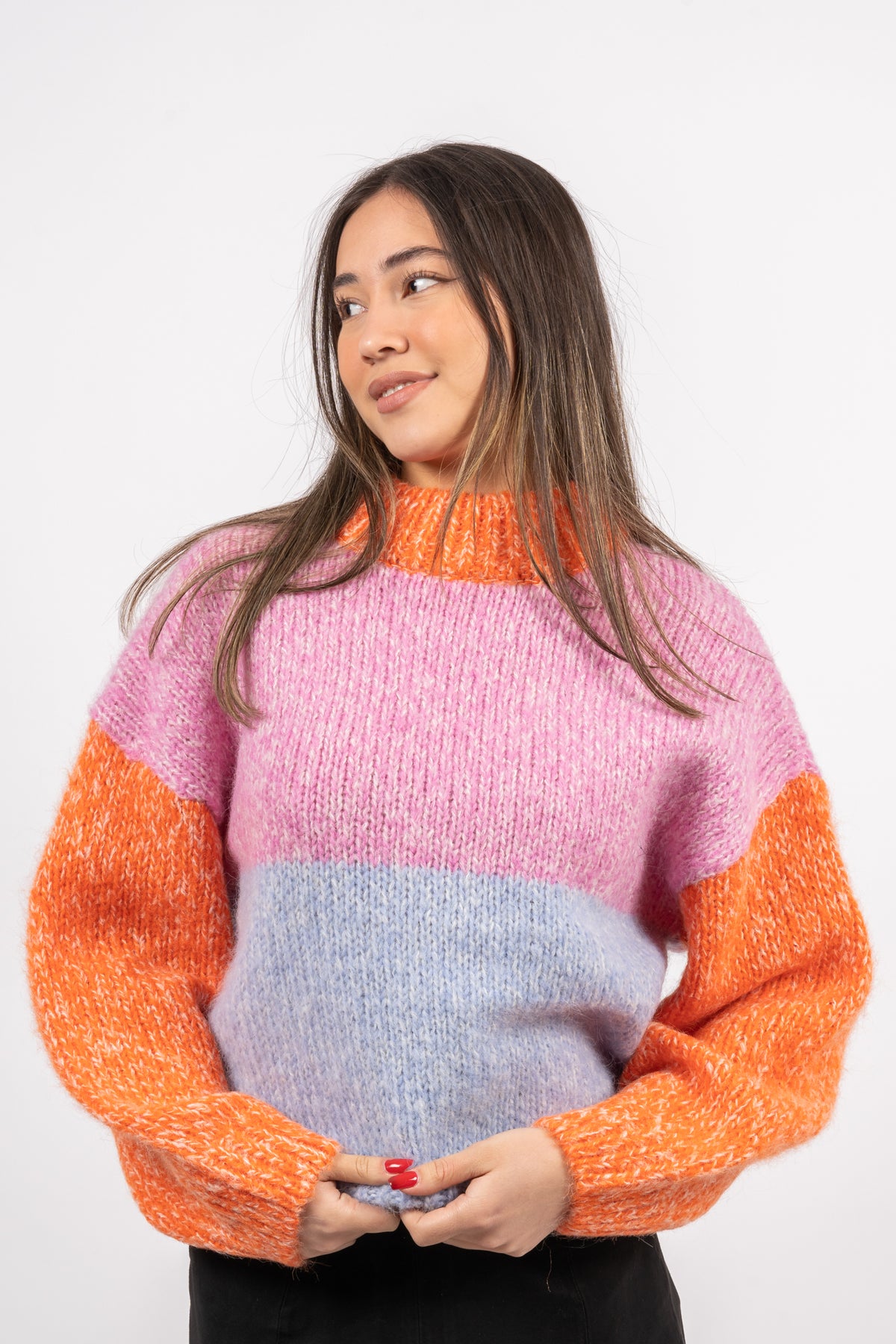 Winnie Ls Knit O-Neck - Cyclamen Mix