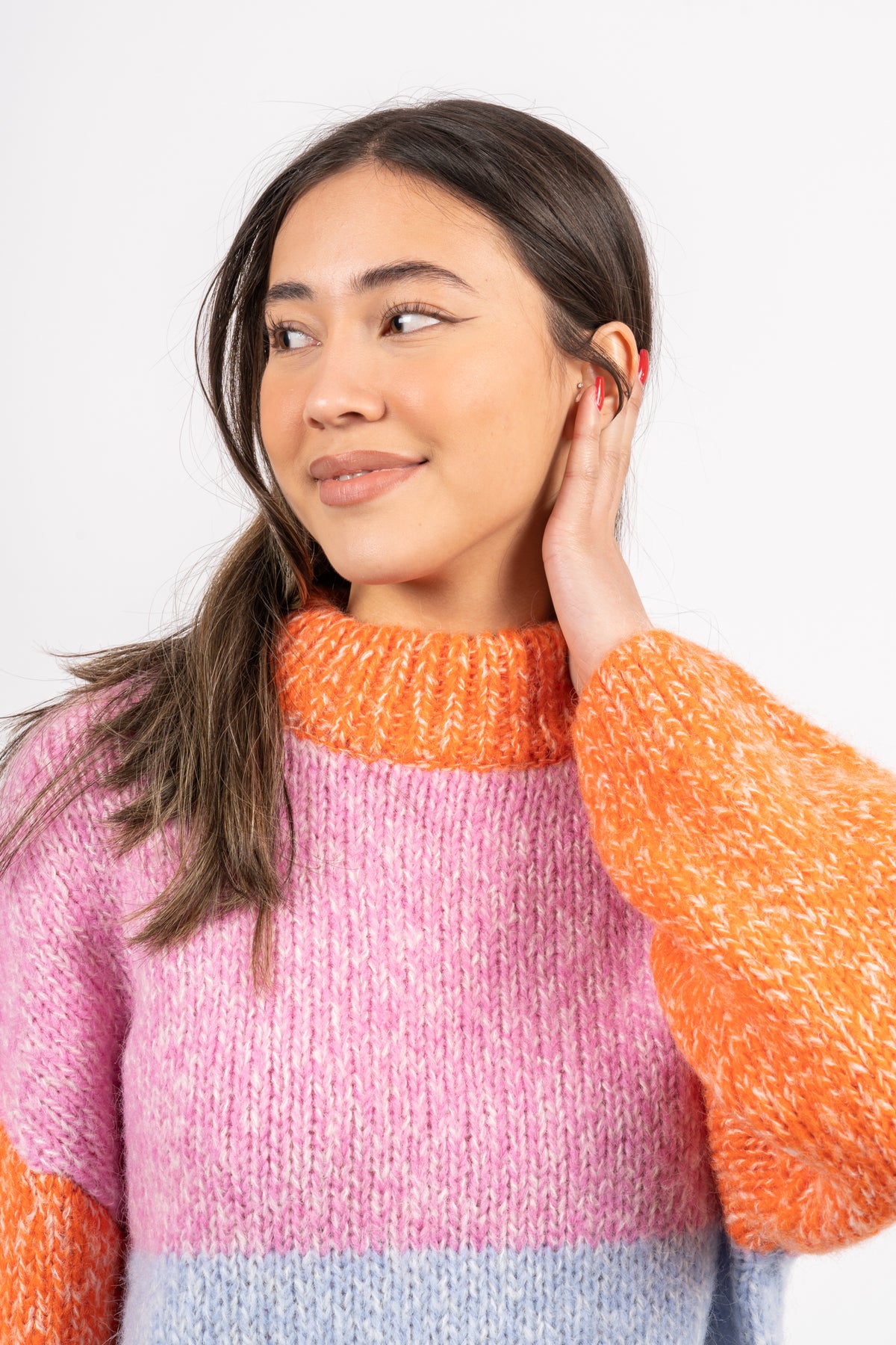 Winnie Ls Knit O-Neck - Cyclamen Mix