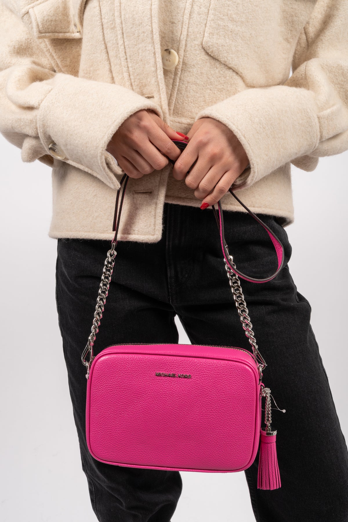 Ginny Leather Crossbody Bag - Cerise
