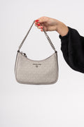 Jet Set Charm Small Logo Shoulder Bag - Pearl Grey