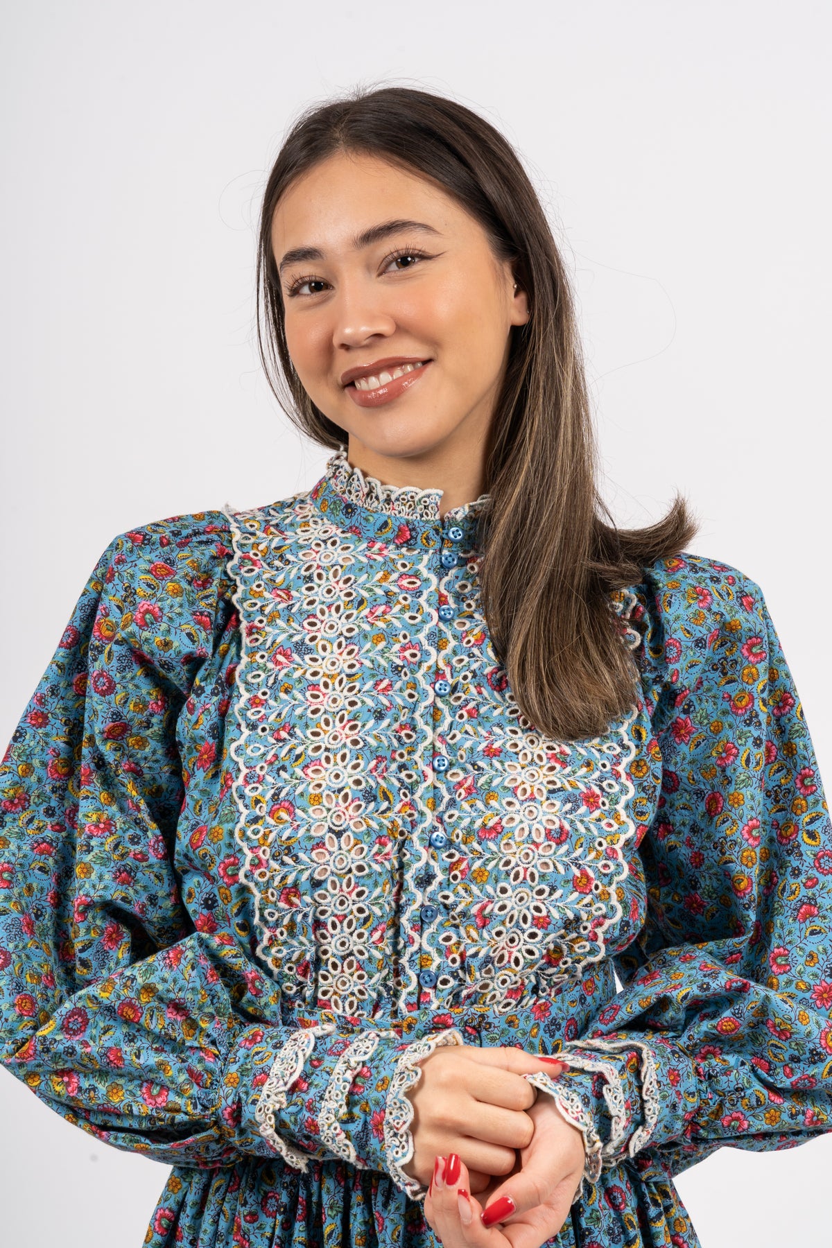 Poplin Mini Dress - Blue Garden