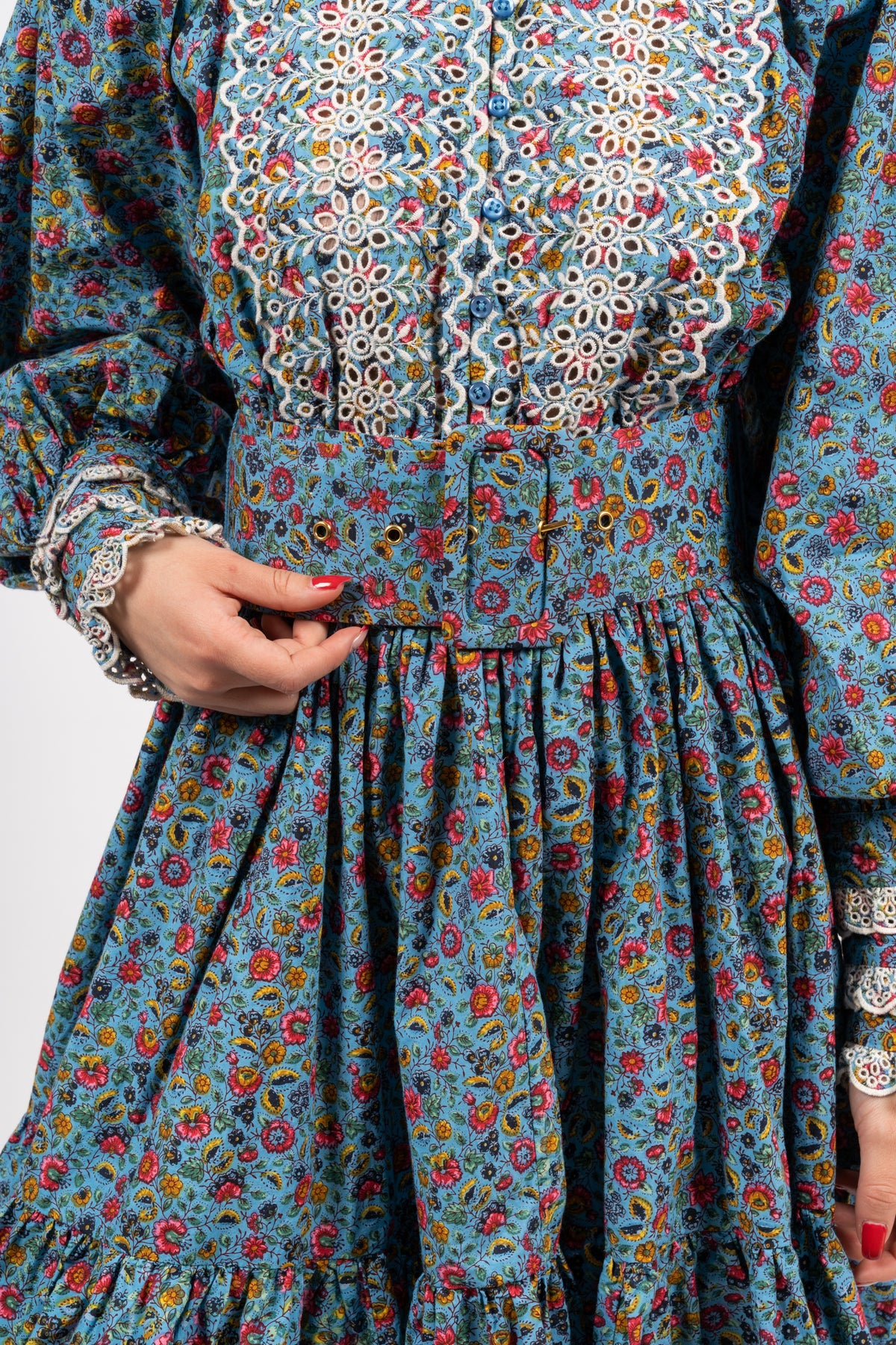 Poplin Mini Dress - Blue Garden