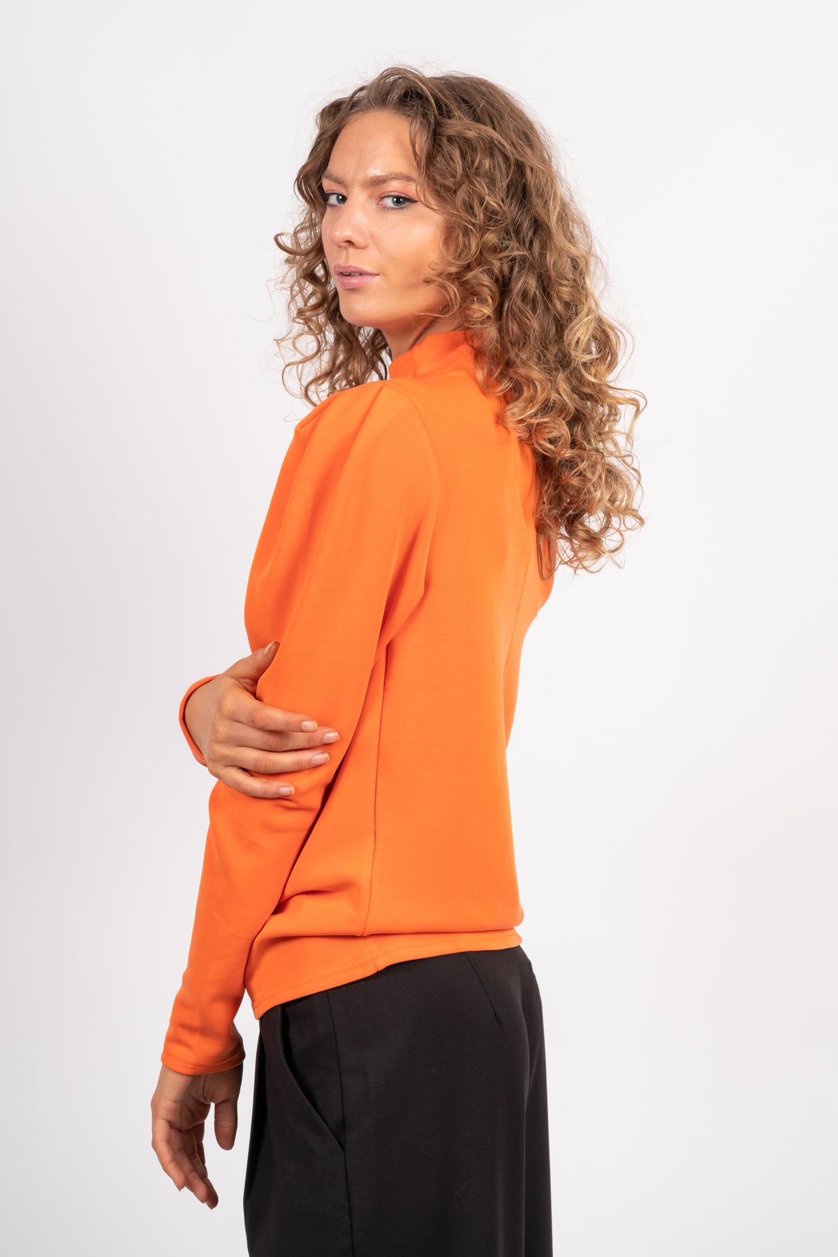 Fenja Ls T-Neck Top - Orangeade