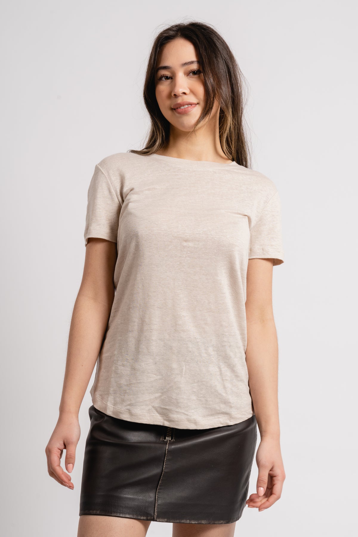 Jane Linen Tee - Beige