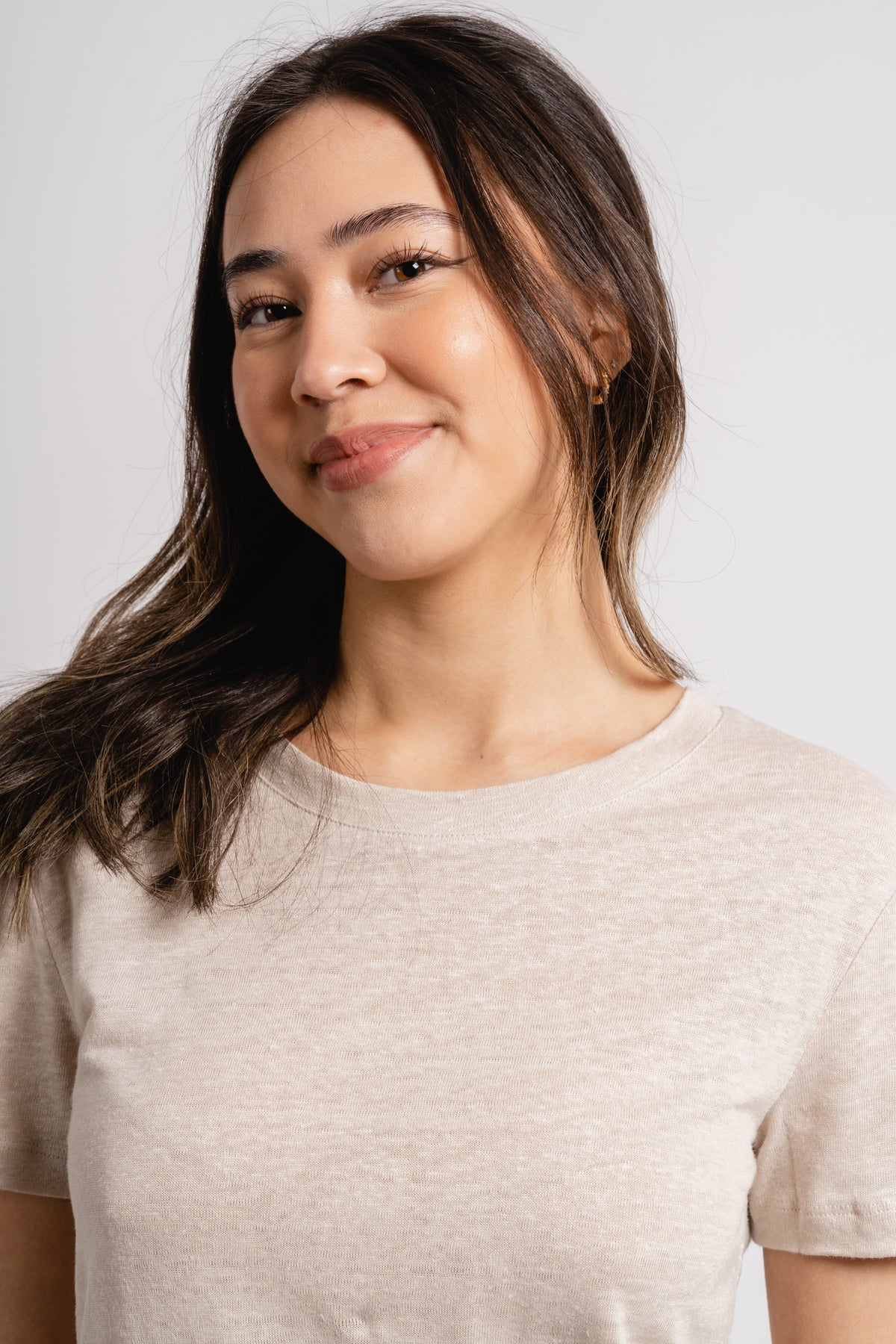 Jane Linen Tee - Beige
