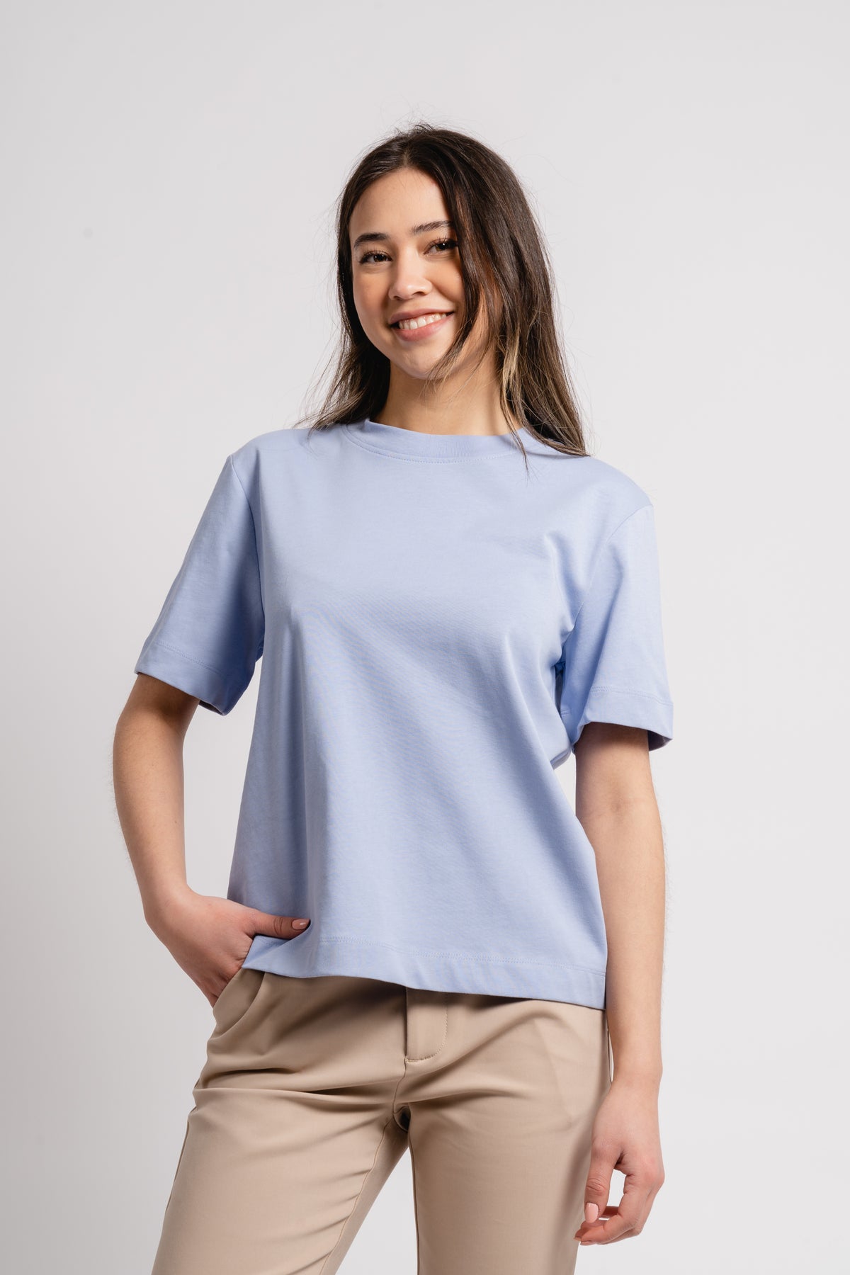 Essential Ss Boxy Tee - Blue Heron