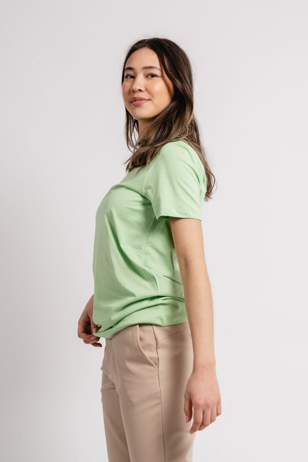 Myessential Ss O-Neck Tee - Pistachio Green