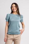 Madeleine Linen Tee - Dusty Teal