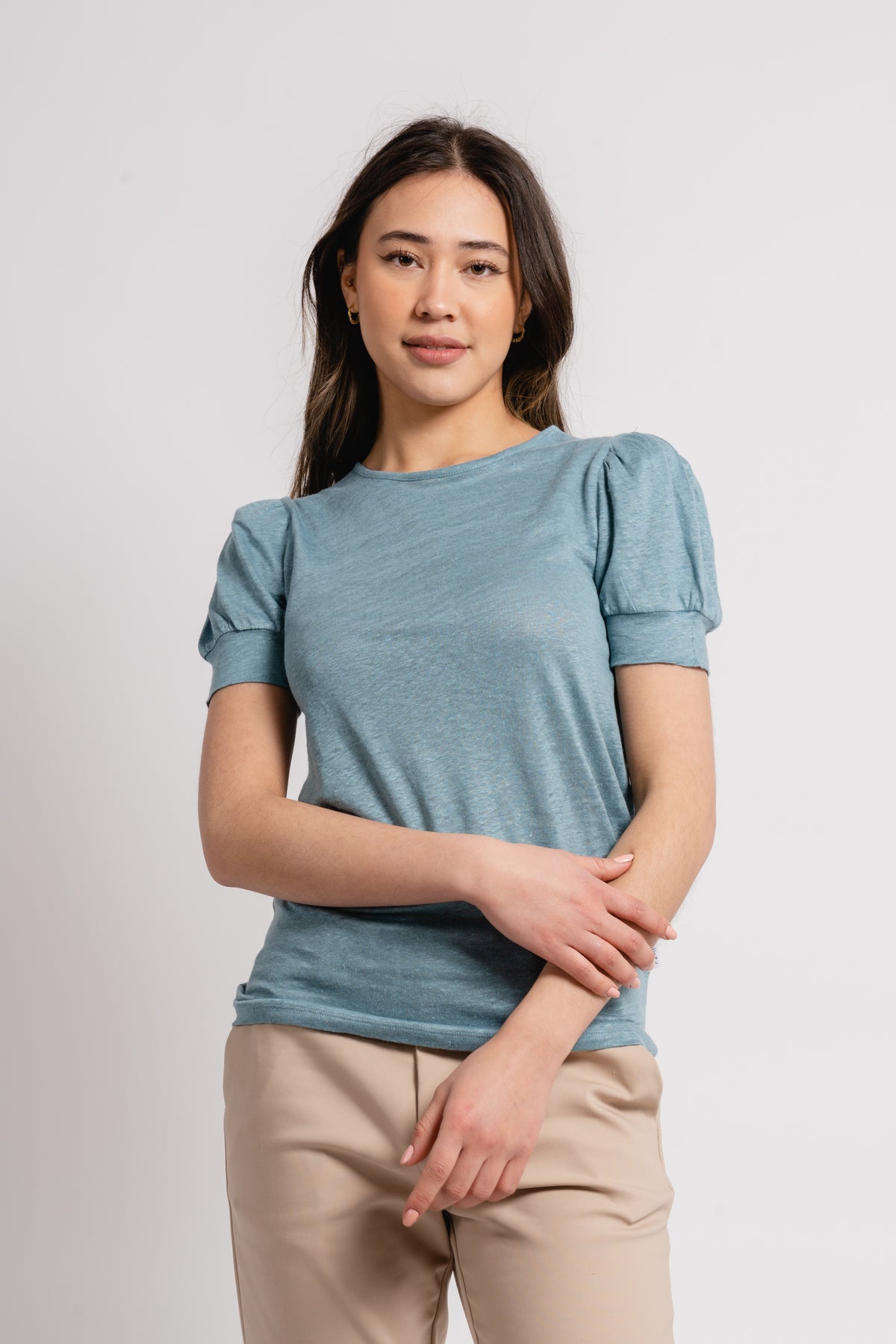 Madeleine Linen Tee - Dusty Teal