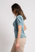 Madeleine Linen Tee - Dusty Teal