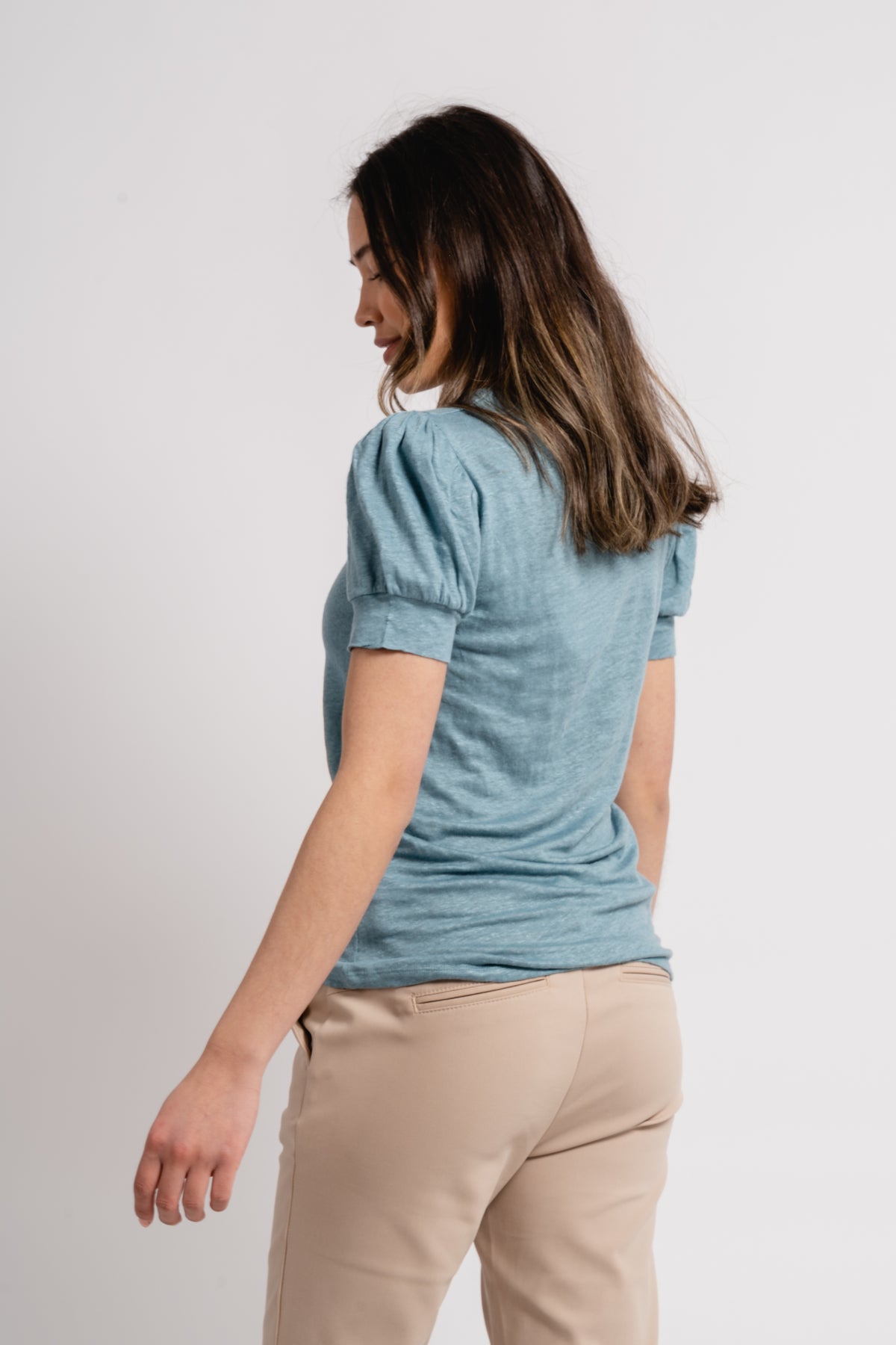 Madeleine Linen Tee - Dusty Teal