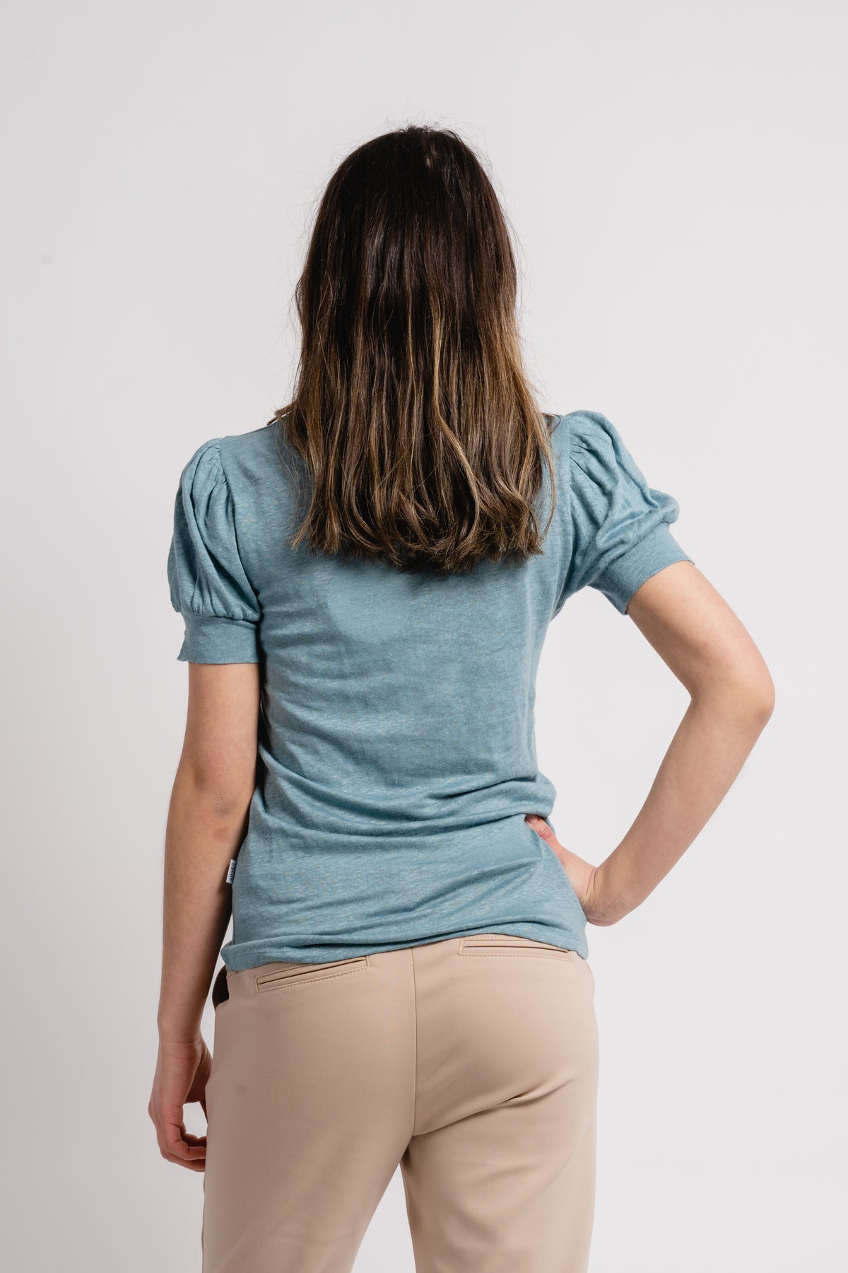 Madeleine Linen Tee - Dusty Teal