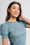 Madeleine Linen Tee - Dusty Teal