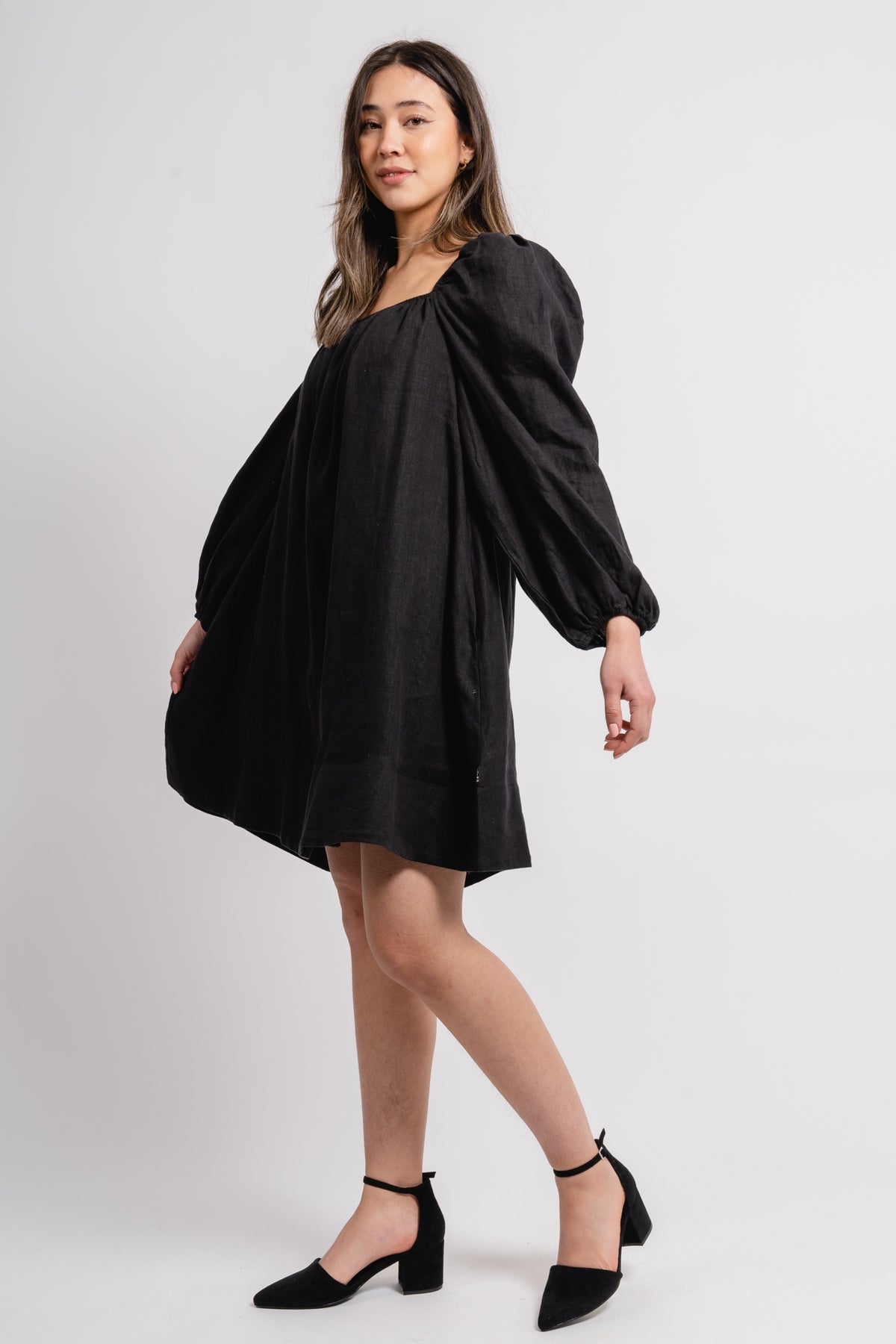 Alma Linen Dress - Black