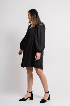 Alma Linen Dress - Black