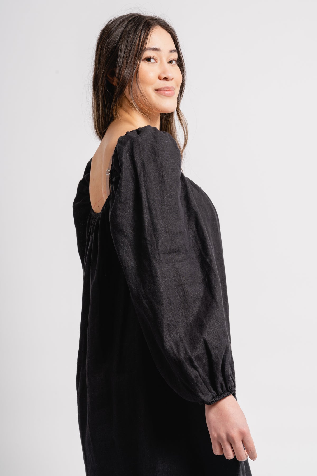 Alma Linen Dress - Black