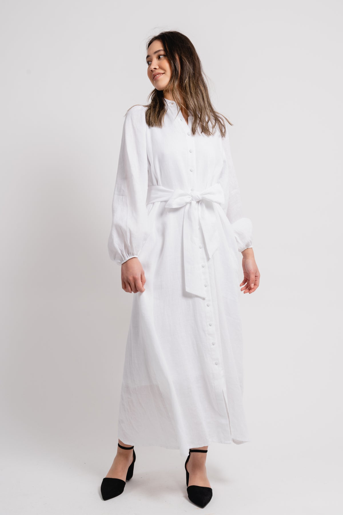 Josefin Linen Dress - White
