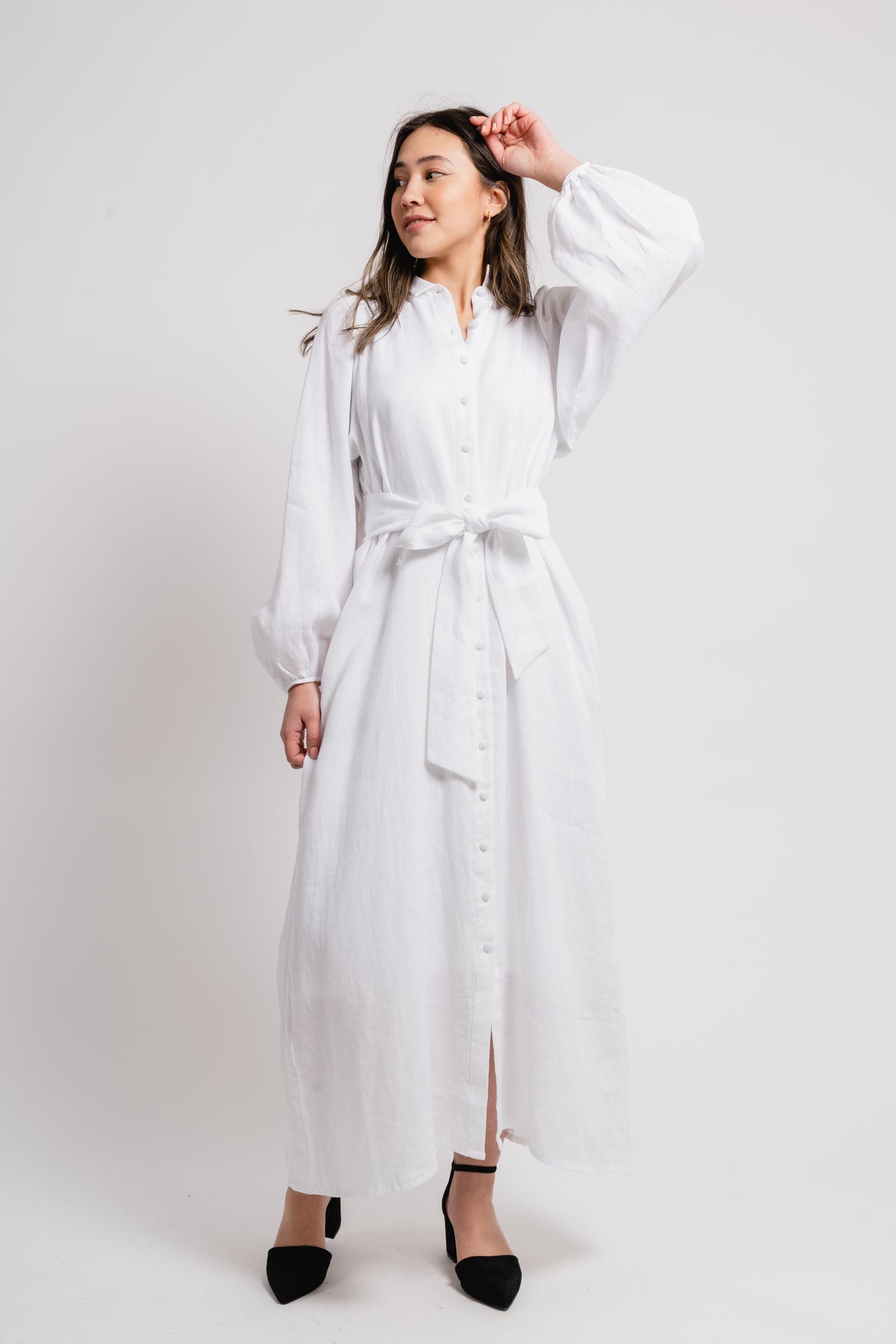 Josefin Linen Dress - White