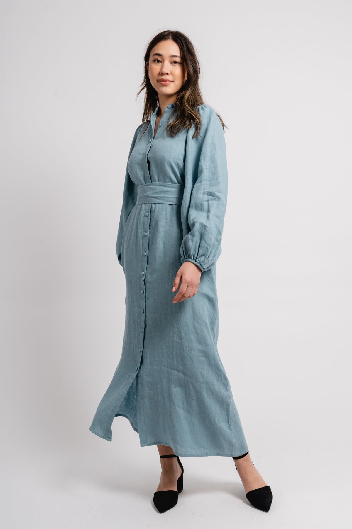 Josefin Linen Dress - Dusty Teal