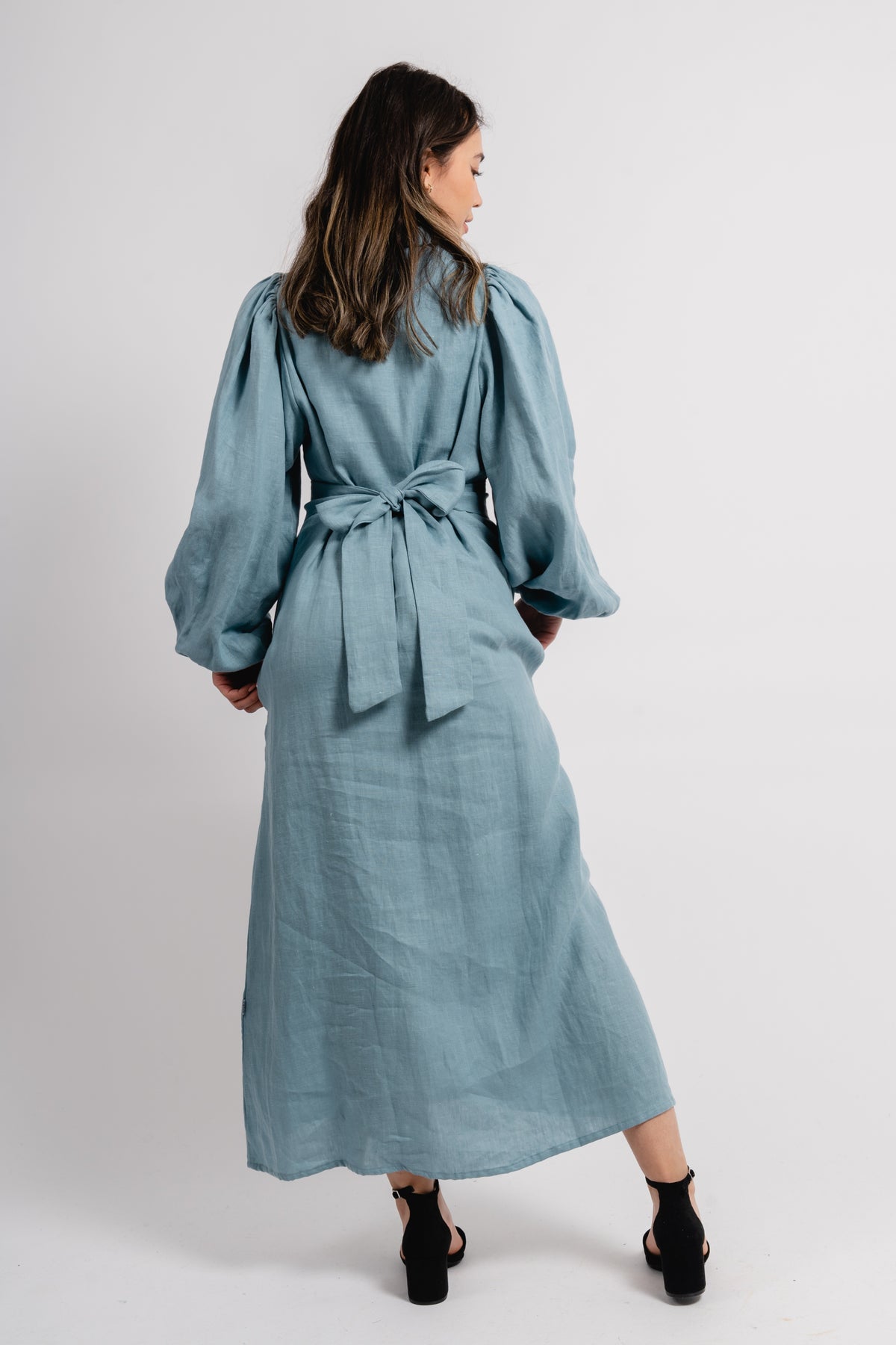 Josefin Linen Dress - Dusty Teal