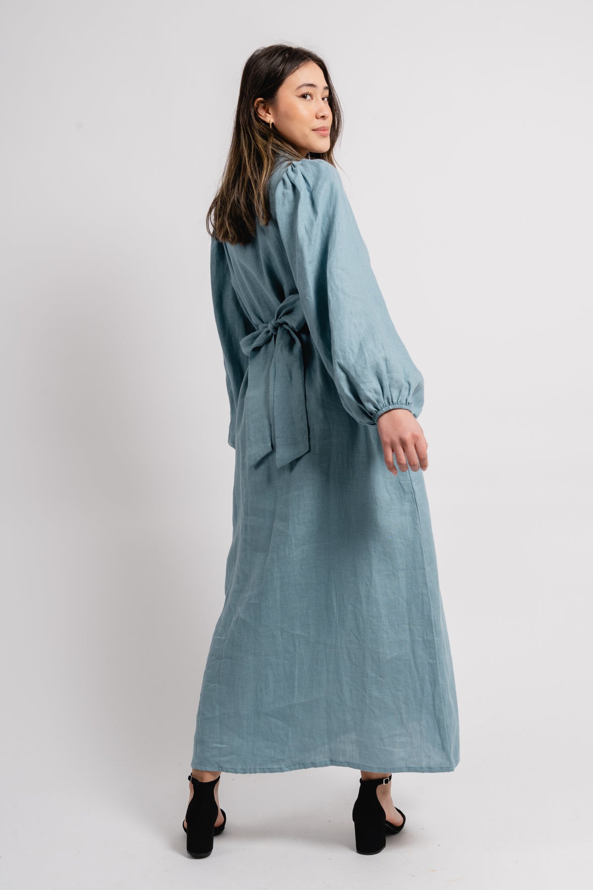 Josefin Linen Dress - Dusty Teal