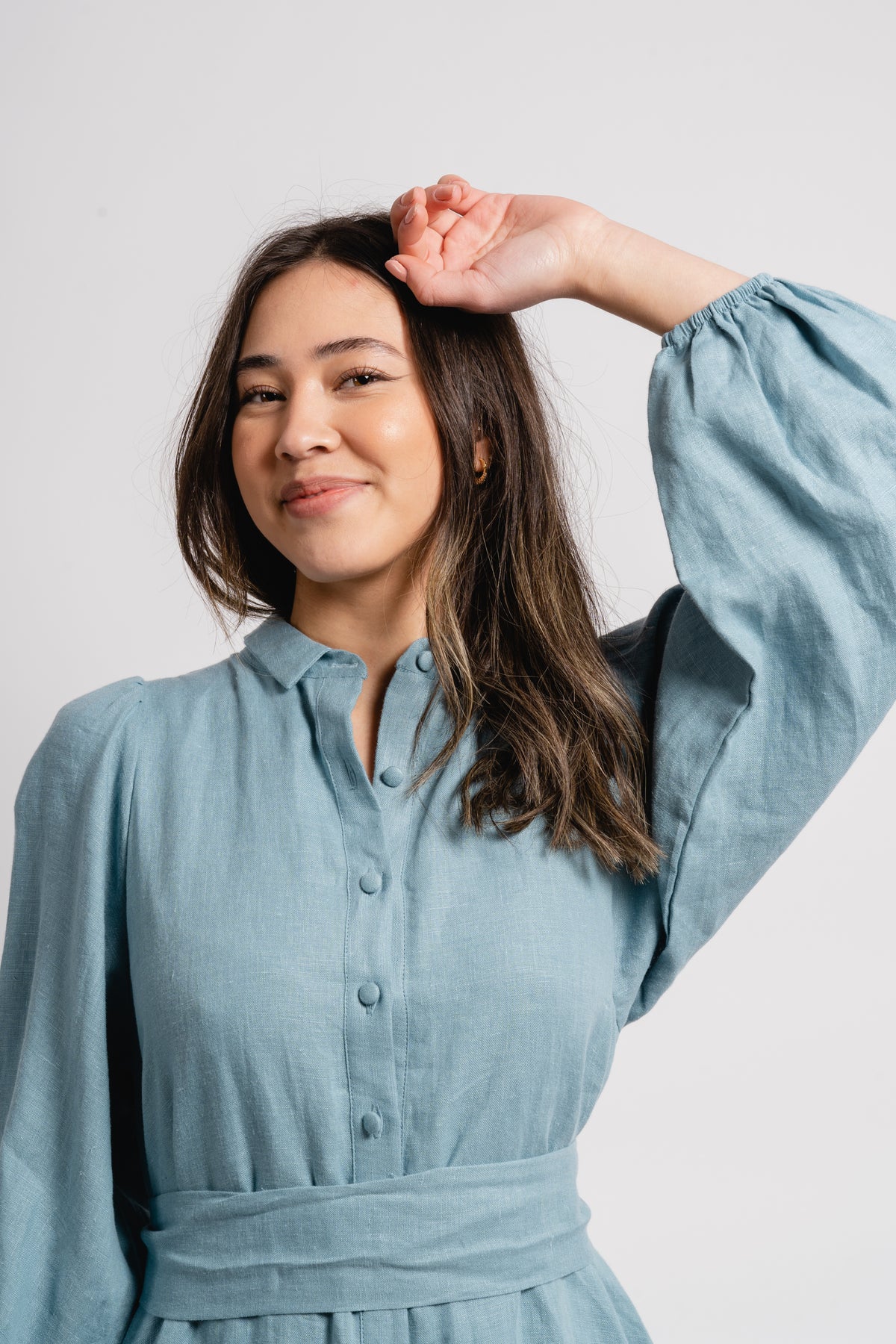 Josefin Linen Dress - Dusty Teal