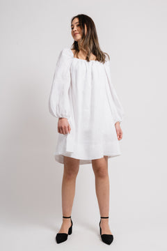 Alma Linen Dress - White