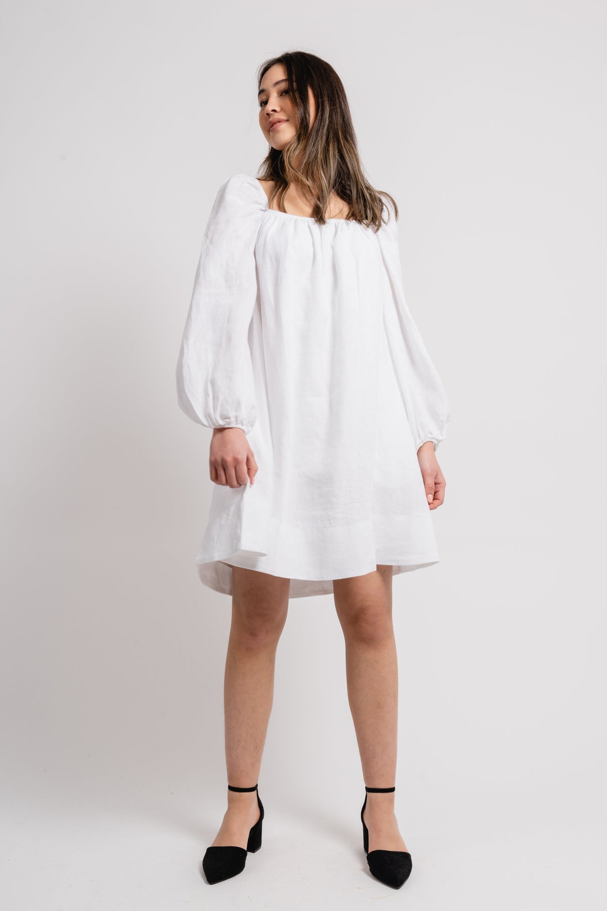 Alma Linen Dress - White