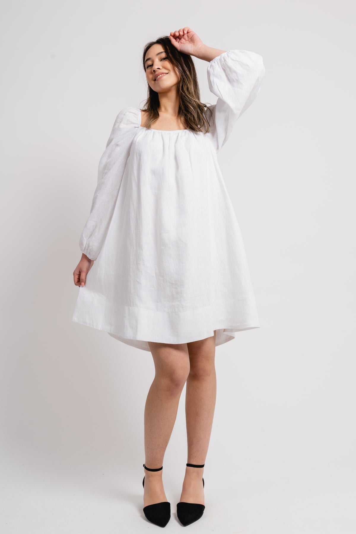 Alma Linen Dress - White