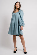 Alma Linen Dress - Dusty Teal