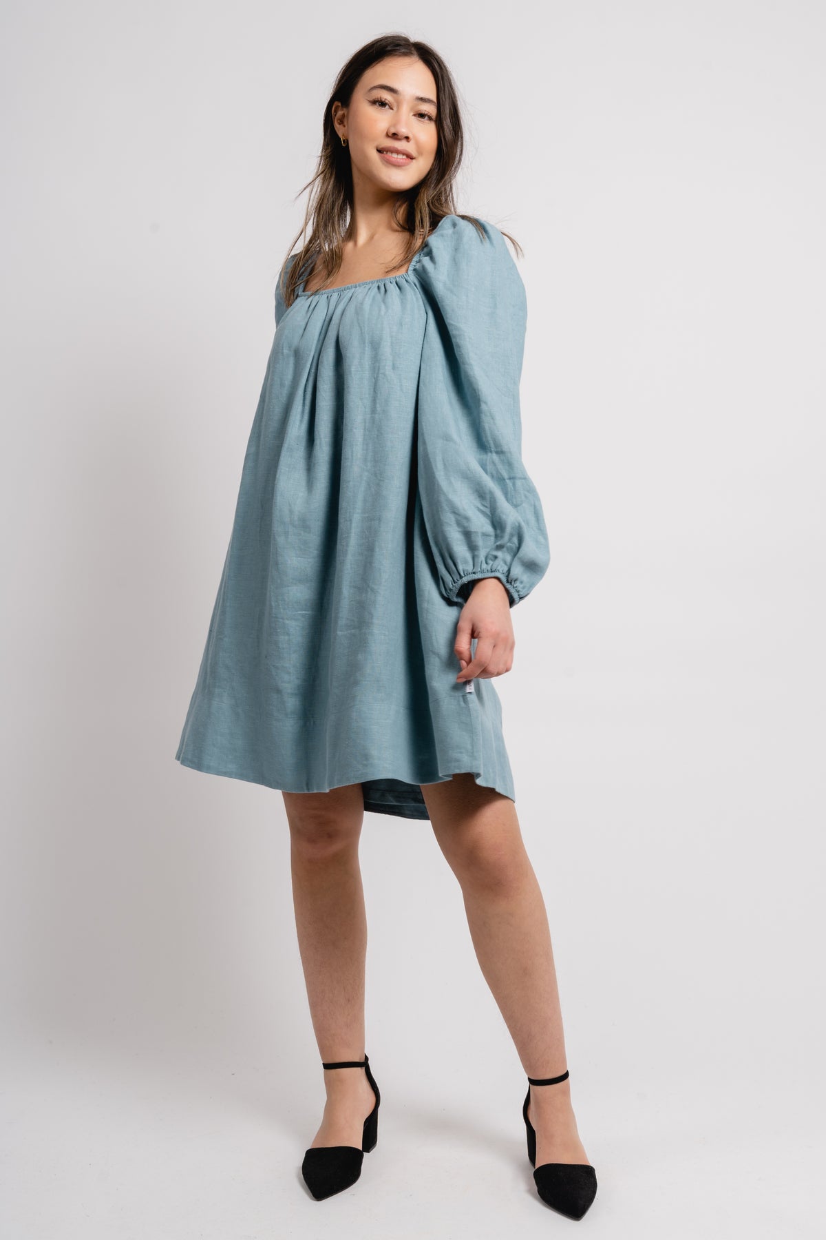 Alma Linen Dress - Dusty Teal