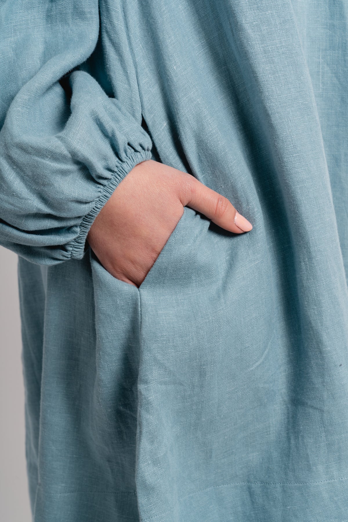 Alma Linen Dress - Dusty Teal