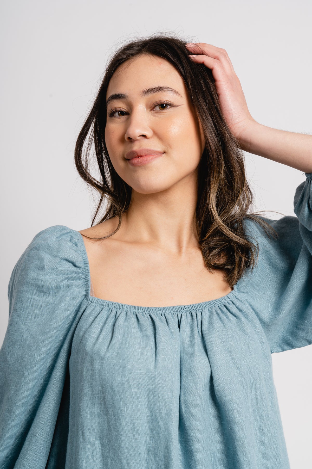 Alma Linen Dress - Dusty Teal
