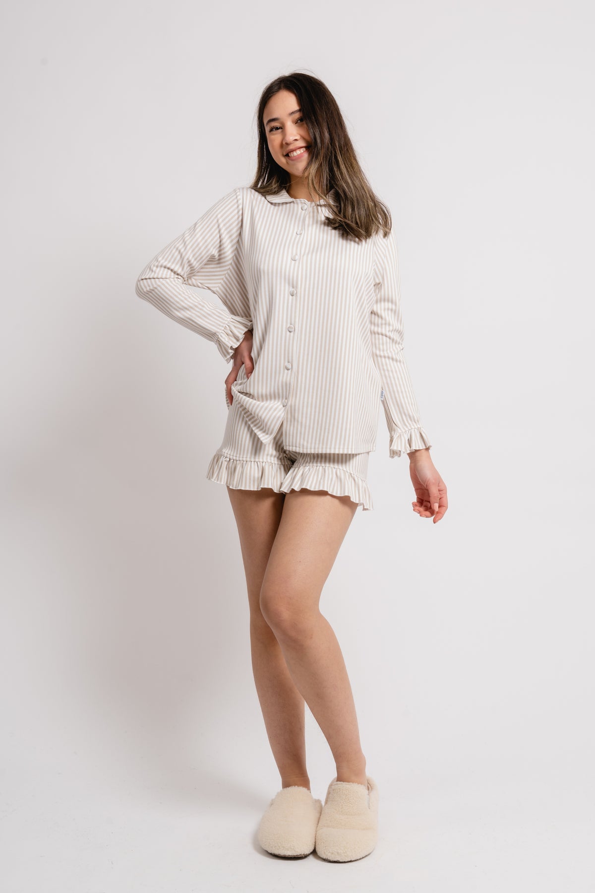 Marna Pysj Set - Striped Beige