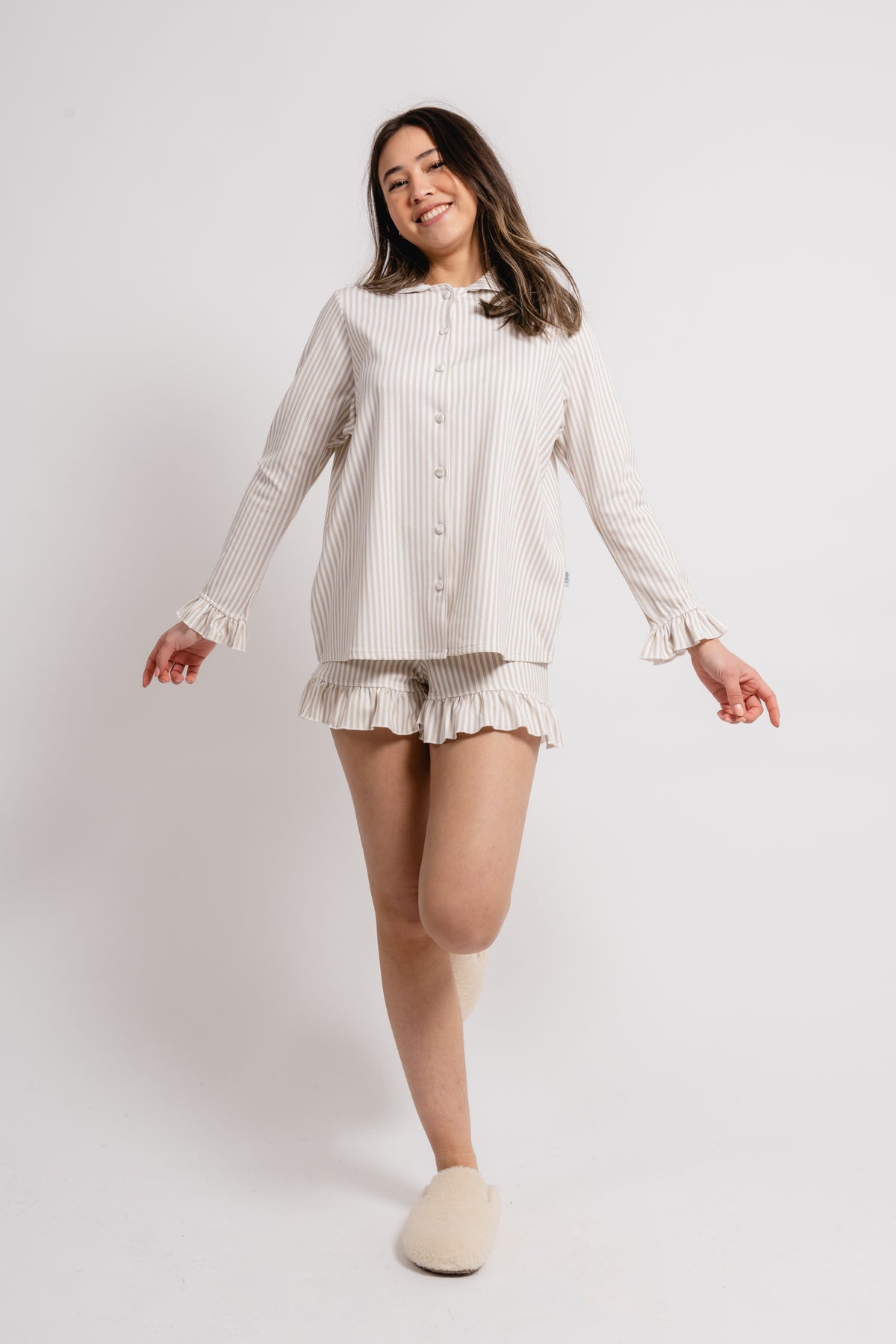 Marna Pysj Set - Striped Beige