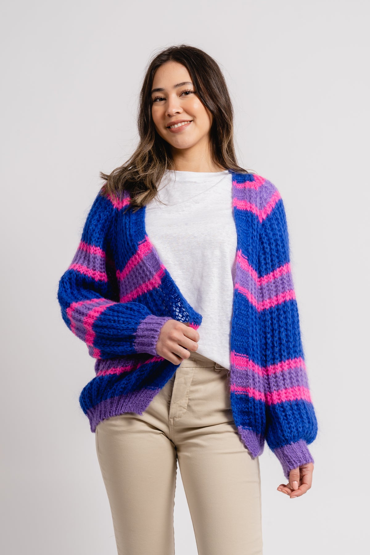 Vera Knit Cardigan - Blue/Lilac Mix