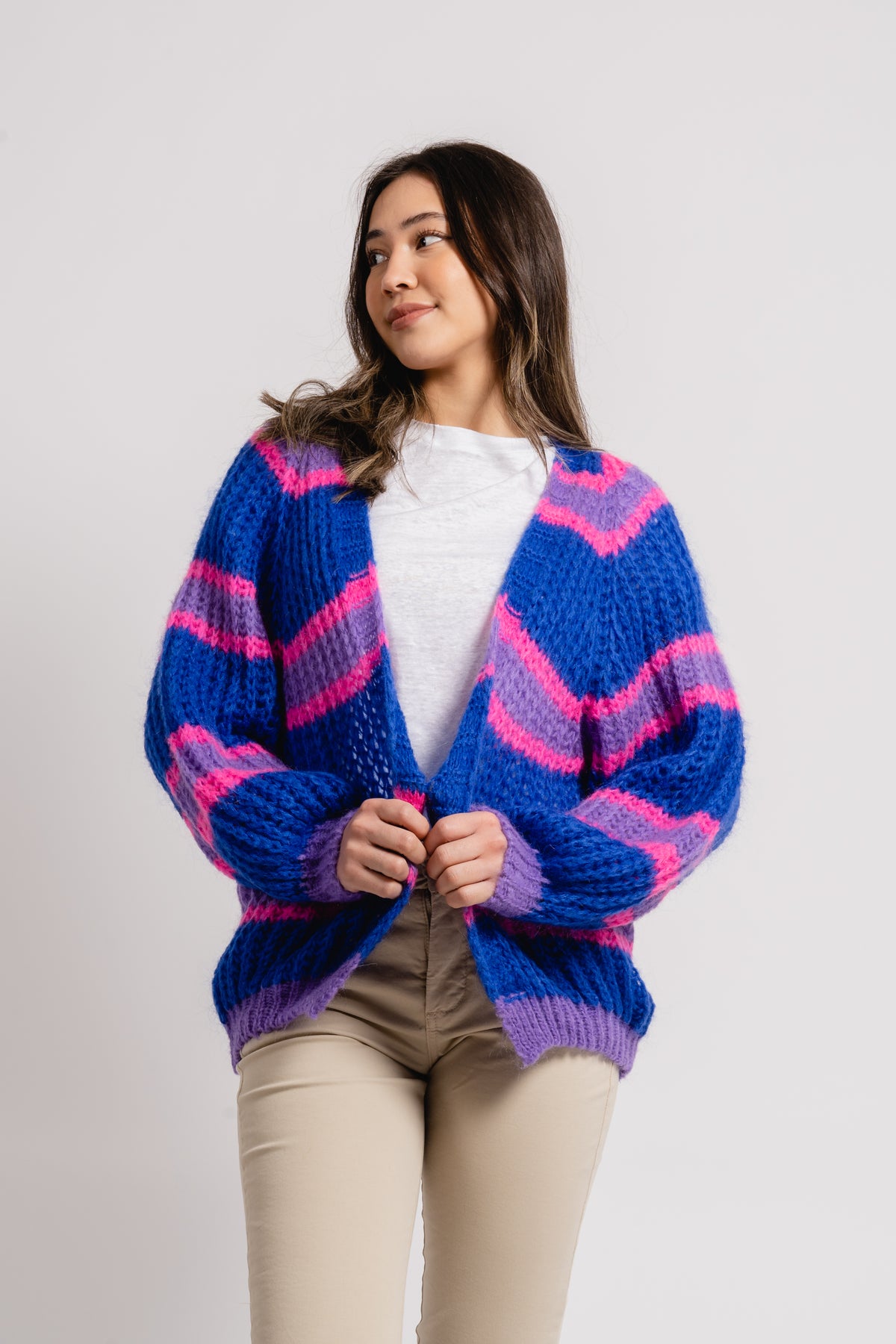 Vera Knit Cardigan - Blue/Lilac Mix