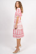 Logan Midi Dress Embrodery - Pink