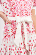 Logan Midi Dress Embrodery - Pink