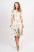 Logan Midi Dress Embrodery - Gold