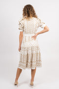 Logan Midi Dress Embrodery - Gold