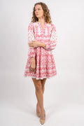 Clary Dress Short W Embrodery - Pink