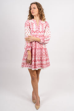 Clary Dress Short W Embrodery - Pink