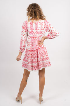 Clary Dress Short W Embrodery - Pink