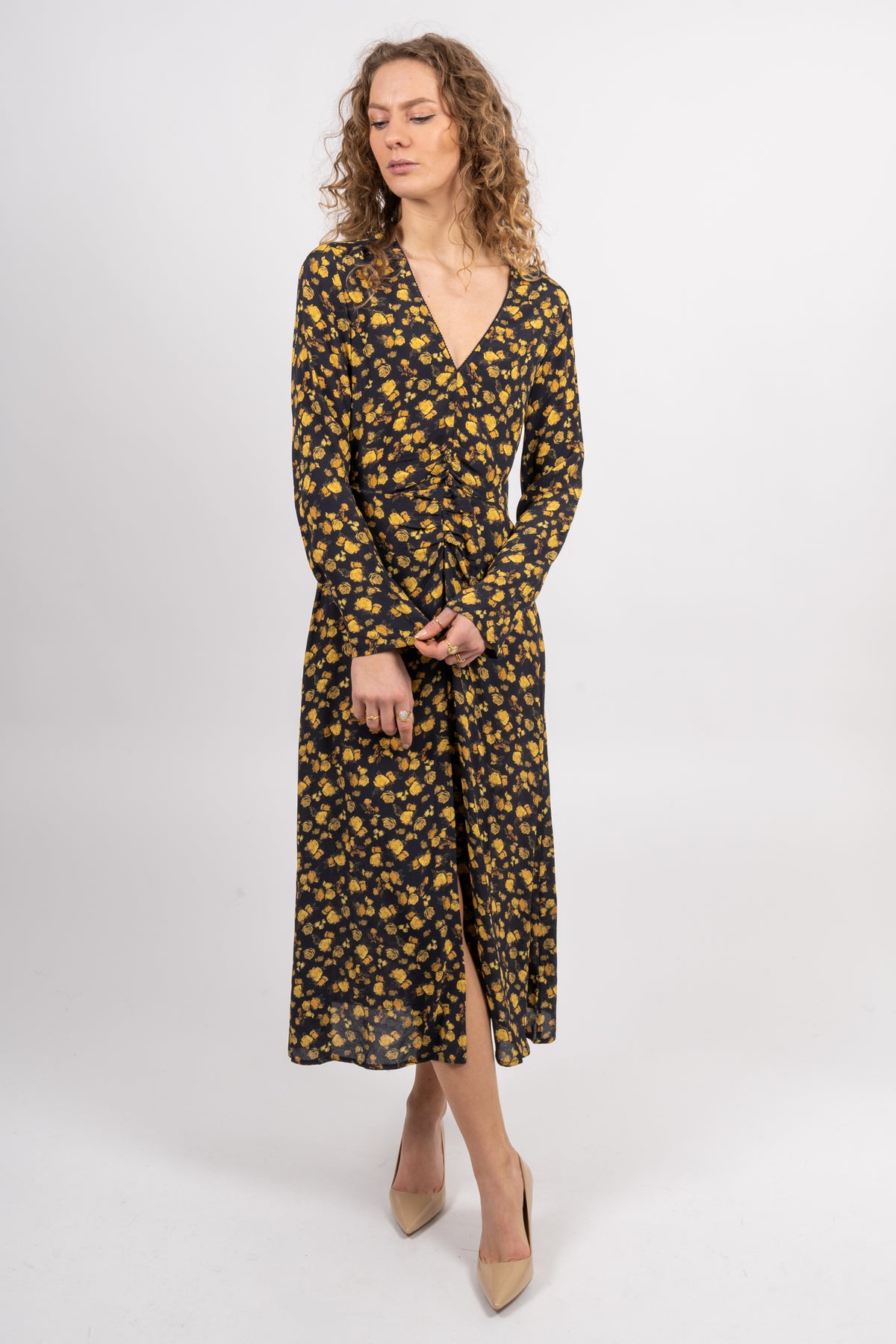 Moss Crepe Rose Midi Dress - Frosted Floral Ditsy