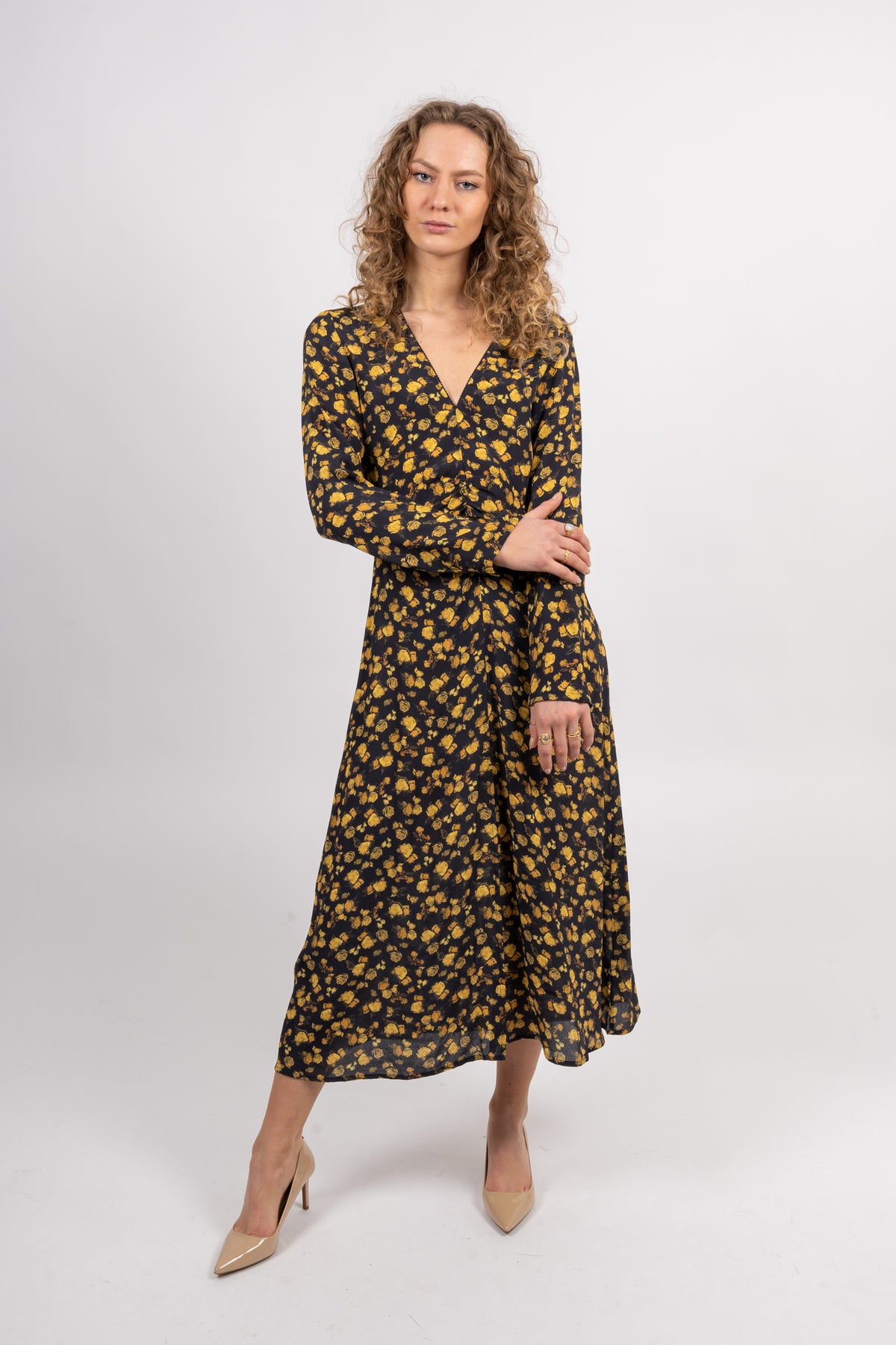Moss Crepe Rose Midi Dress - Frosted Floral Ditsy