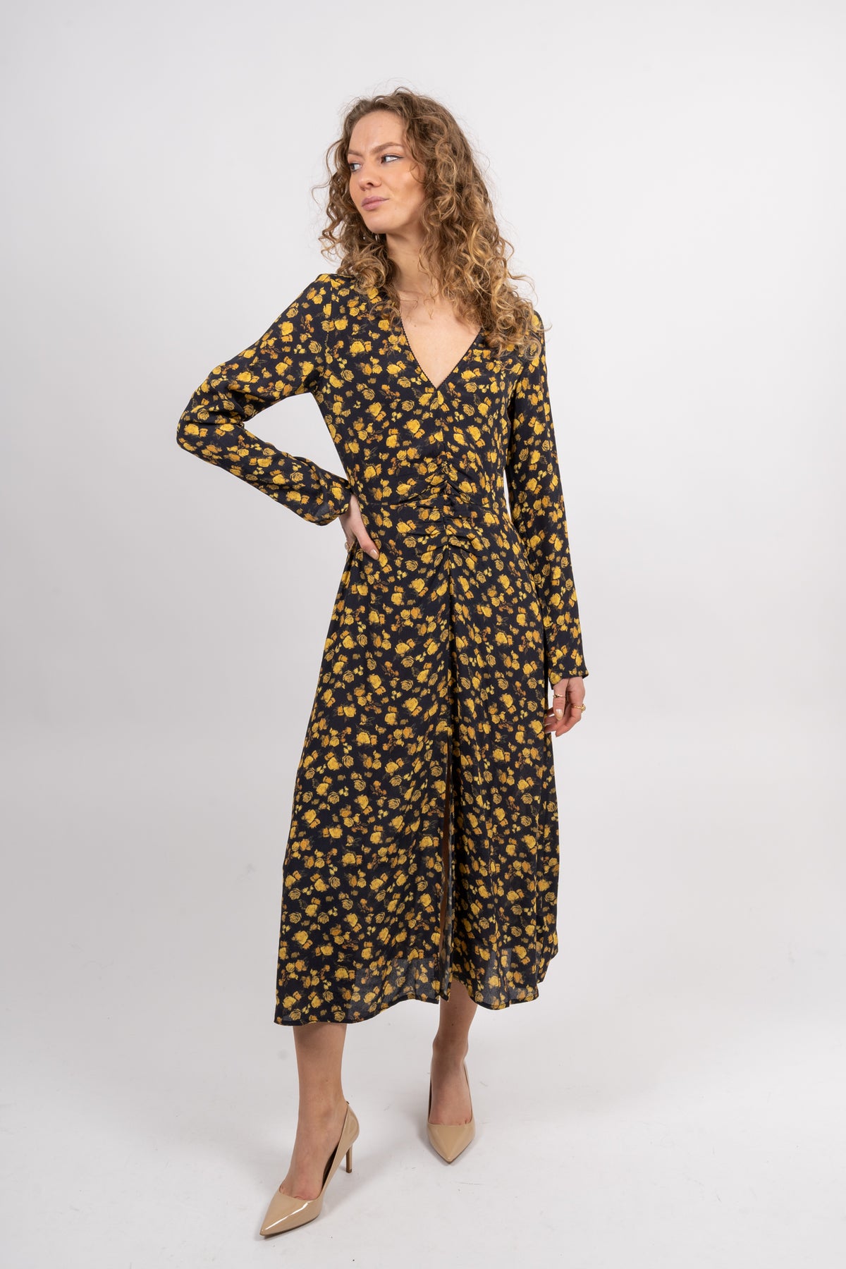 Moss Crepe Rose Midi Dress - Frosted Floral Ditsy