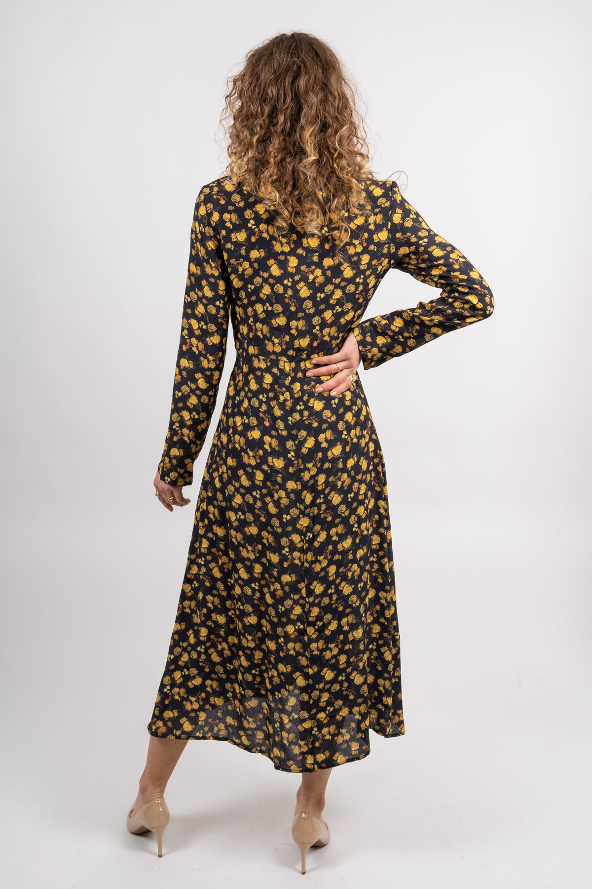 Moss Crepe Rose Midi Dress - Frosted Floral Ditsy
