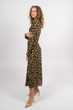 Moss Crepe Rose Midi Dress - Frosted Floral Ditsy